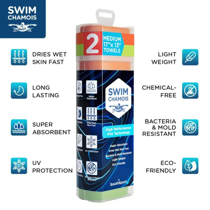 Swim Chamois Quick Dry PVA Green-Orange Medium Towel
